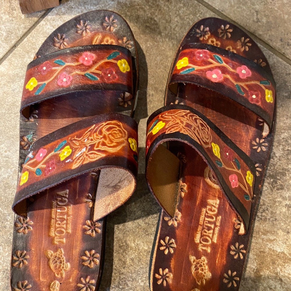 Authentic Mexican Slip on Sandals multi-colored